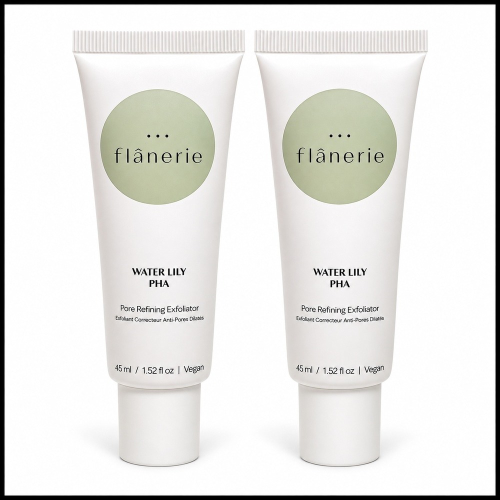 2 x Flanerie Water Lily PHA Pore Refining Exfoliator 45 ml 1.52 oz Full Size